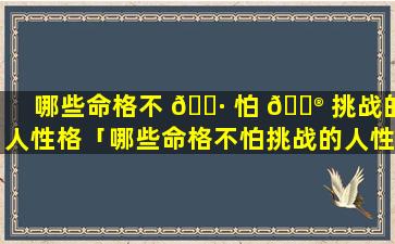 哪些命格不 🌷 怕 💮 挑战的人性格「哪些命格不怕挑战的人性格特点」